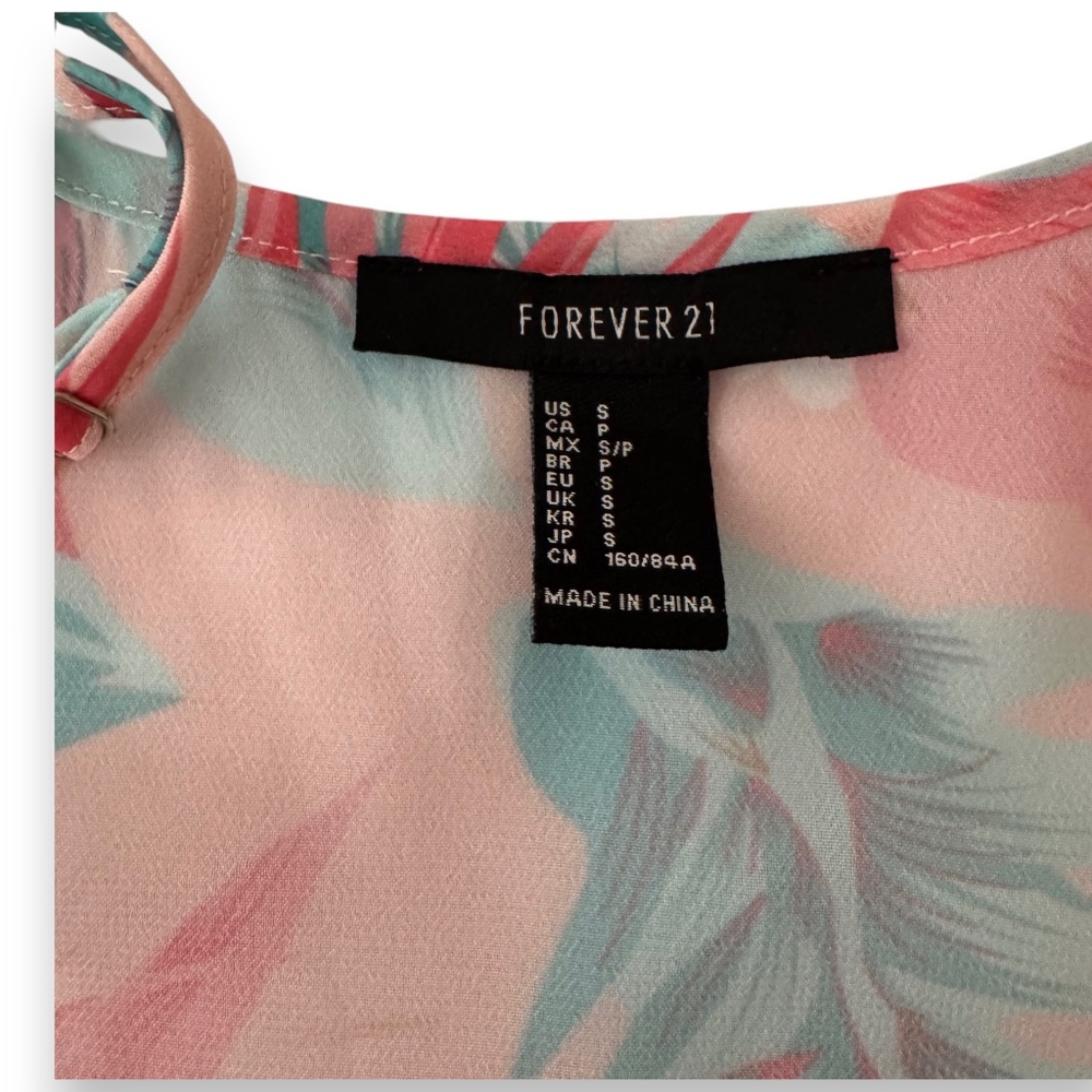 FOREVER 21 Tropical Floral Off-Shoulder Cropped Top S - Picture 2 of 6